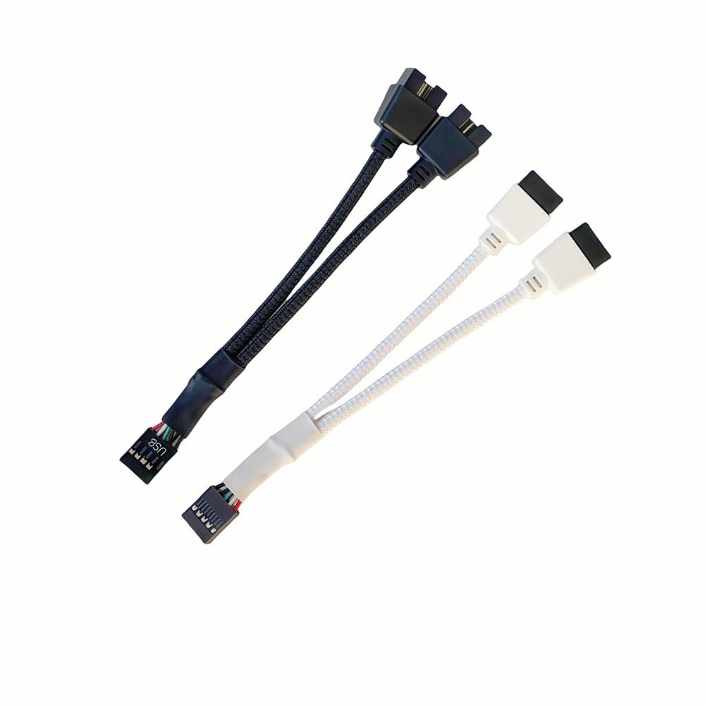 USB 9Pin to Dual 9Pin Cable Splitter Computer PC Case Motherboard 1 In 2 Out Data Transfer Braided Shield Wire HUB Extend Line