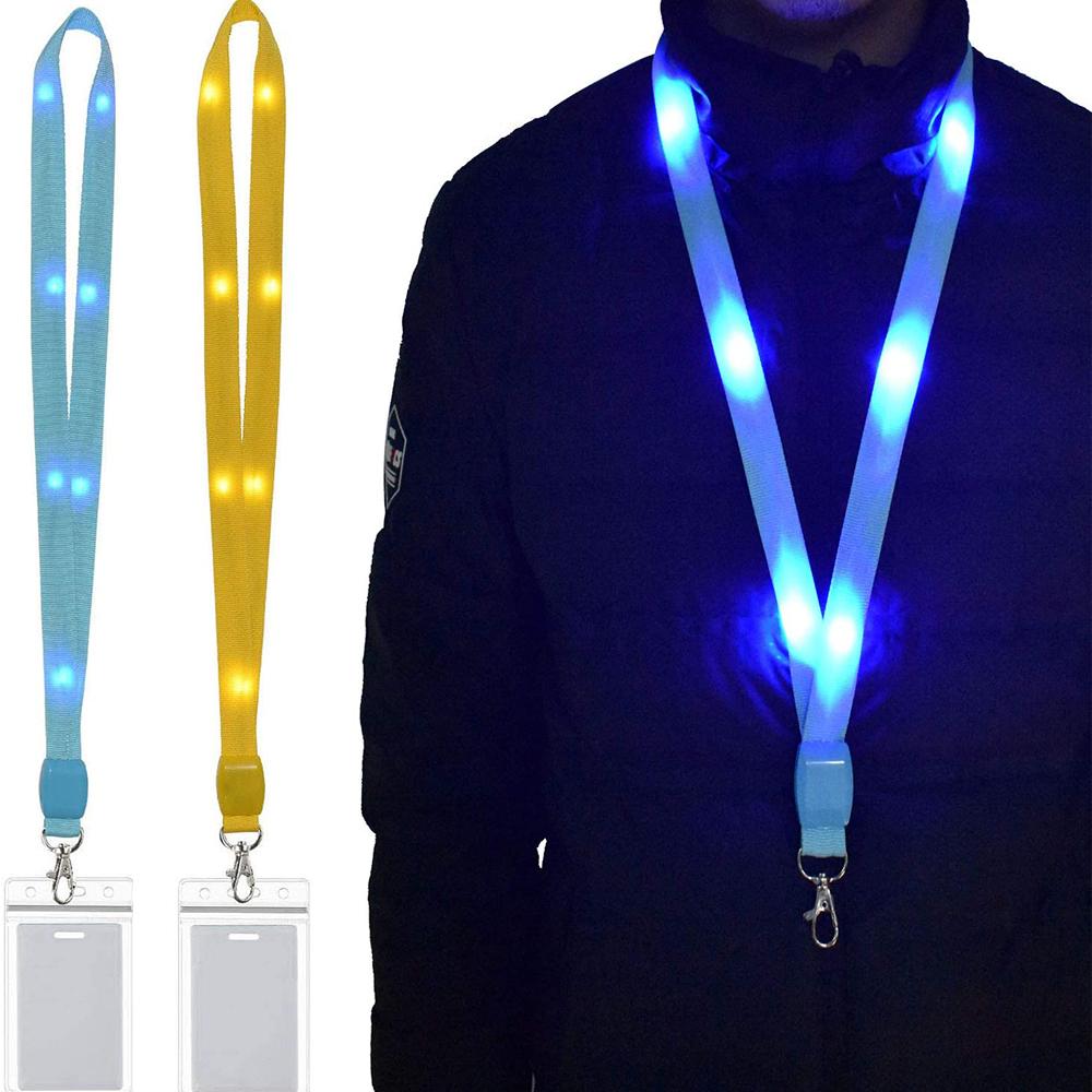 LED Light Up Neck Strap Flashing Lanyards Card Holder ID Badge Case Cruise Lanyards Keychain