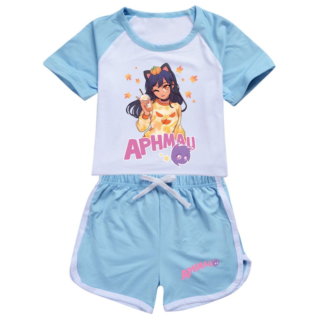 4281 2 шт./комплект Детский для девочек С принтом APHMAU Топ с коротким рукавом Штаны Спортивный костюм Комплект