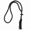 Orthodox Cross Ebony Beads Hand-Woven Prayer Necklace Tassel Prayer 100 Braid Buckle