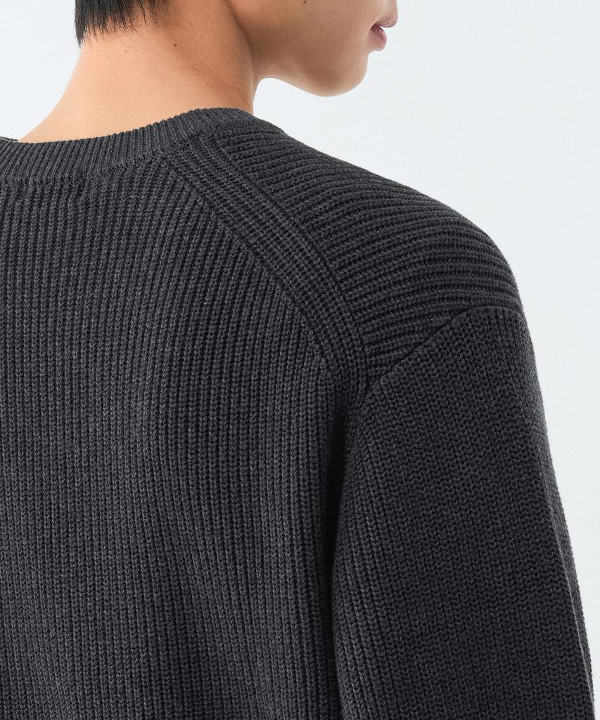 MUSINSA STANDARD Cotton Ribbed Crew Neck Knit [Medium Grey]