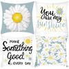 New Green Plant Pillowcase White Small Daisy Letter Print Pillow Home Sofa Cushion Cover