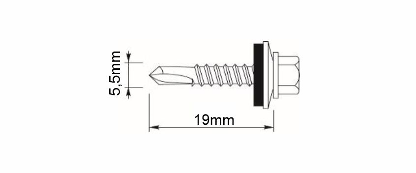 Self-tapping screws GT5 Z14 5.5x19mm RAL 8004