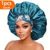 1PCS Satin Hair Bonnet For Women Elastic Wide Band Sleep Cap Silkly Satin Cap For Braid Curly Natural Straight Hair - Bathroom Accessories