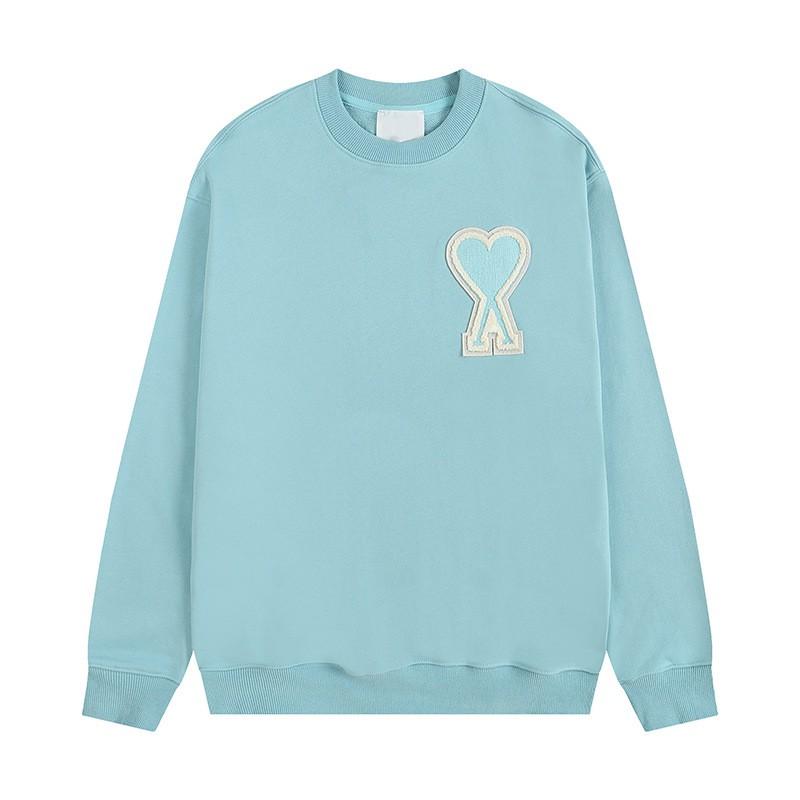 Soft Cotton Oversized Crewneck Sweatshirt With Small Heart Embroidery Pastel Colors Long Sleeve Fall Winter Casual Wear