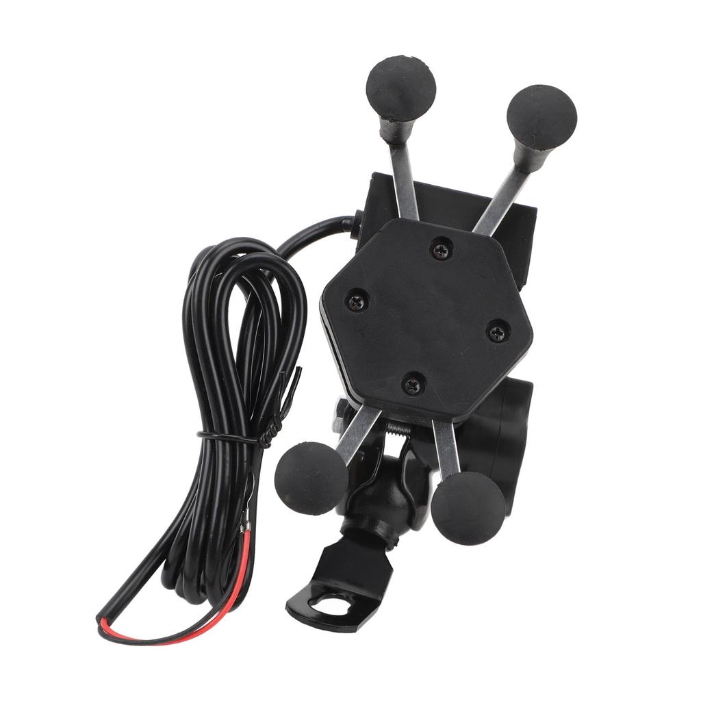 Motorcycle Phone Holder 5V 2A USB Port 360 Degree Rotation X Type Charger Bracket Navigation Stand