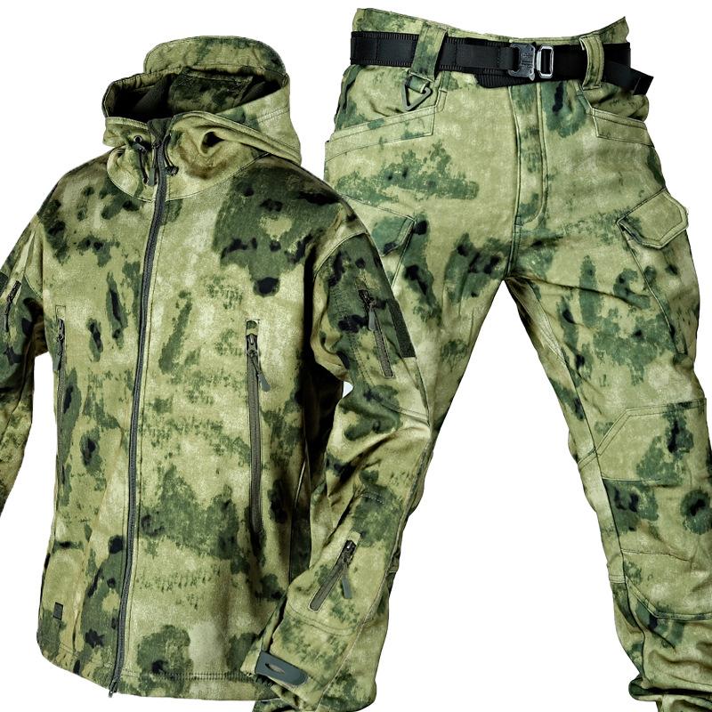 Mens Thickening Military Uniform Camo Jacket and Army Combat Multicam Shirt Tactical Hunting Paintball Pants Set