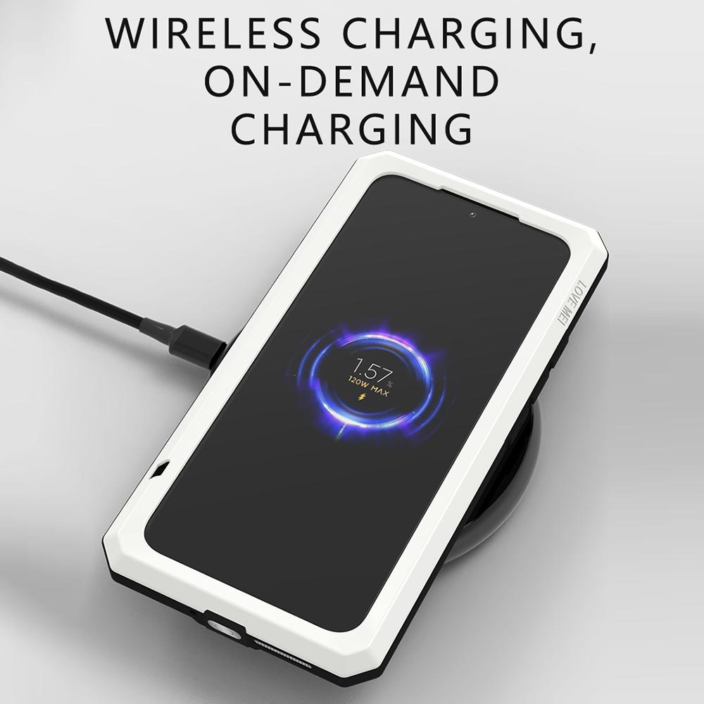 LOVE MEI Противоударный чехол для Xiaomi 14 Защитная пленка из закаленного стекла Металл+Силикон Чехол для телефона