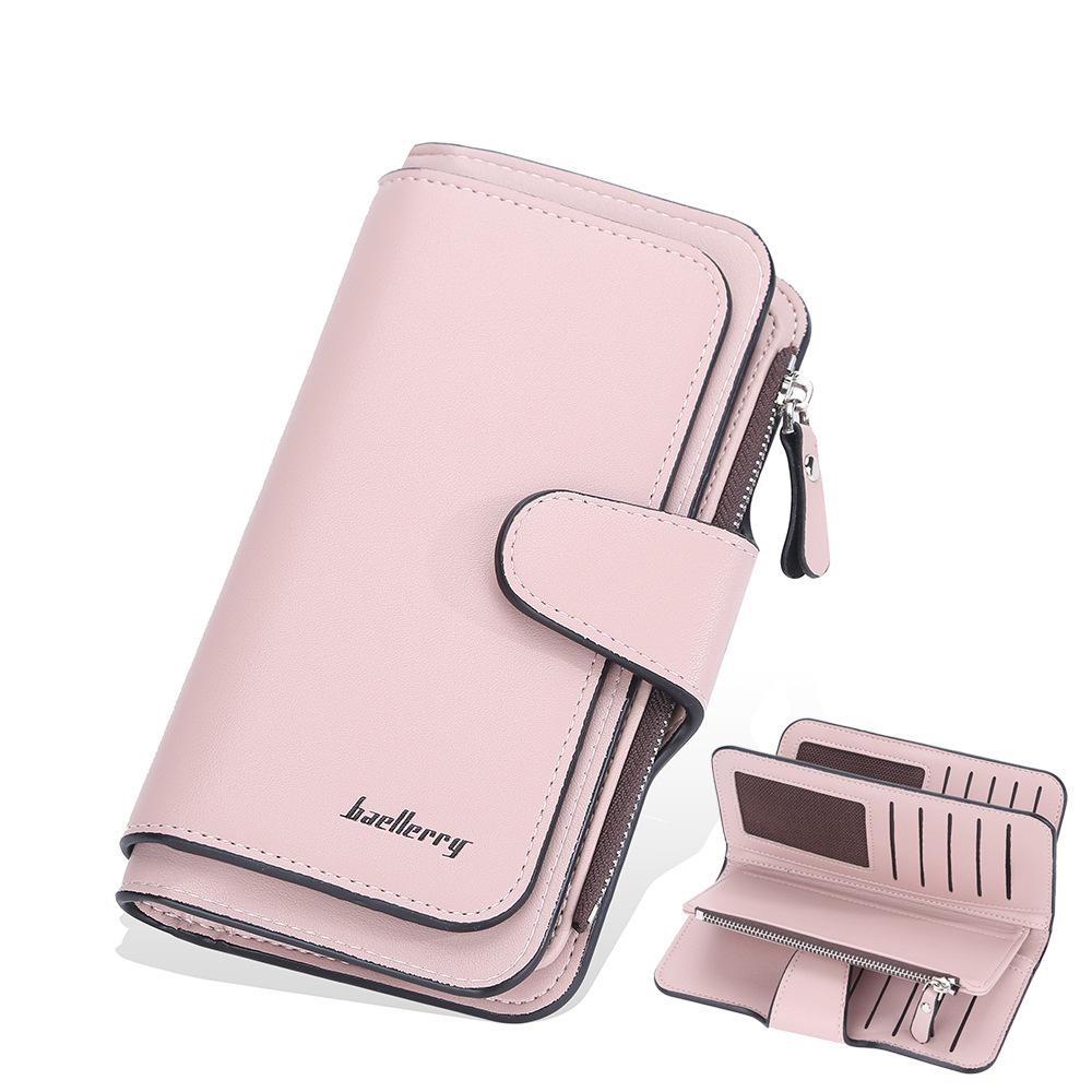 Baellerry Мужской и женский длинный кошелек на кнопке кошелек с несколькими отделениями для карт бумажник тройного сложения футляр для купюр унисекс сумка для сотового телефона на молнии кошелек для монет