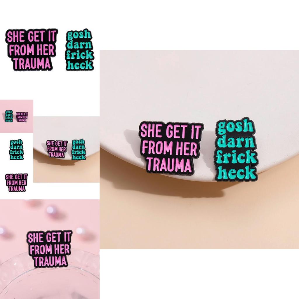 Creative European Style Colorful Letter Brooch Unique Minimalist Metal Badge Accessory