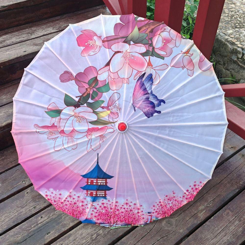 Waterproof Silk Cloth Women Umbrella Rain Proof Costume Parasol Flower Oil Paper Umbrella Party