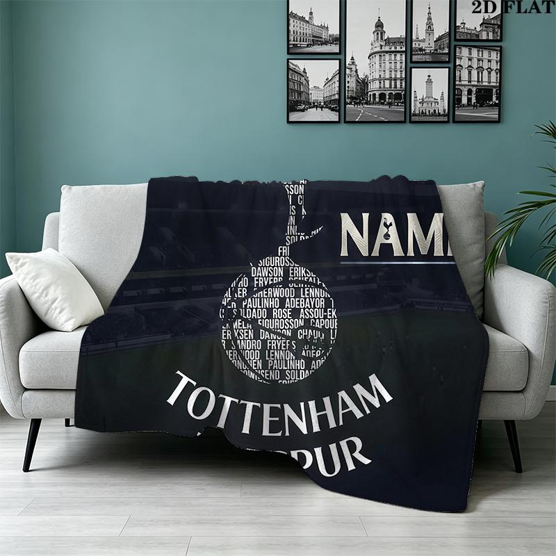 Custom Name,Tottenham Hotspur Printed Flannel Blanket, soft throw for bedroom sofa, washable, Christmas present, great gift.