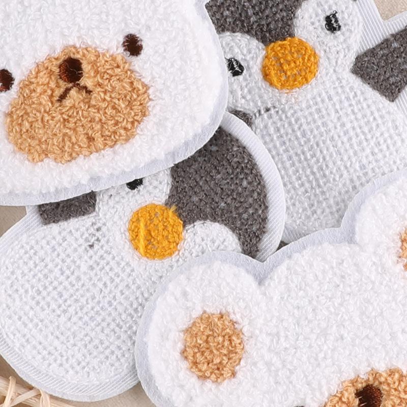 Вышитая этикетка с изображением головы медведя, пингвина, животного, полотенце, вышитый значок, тканевая этикетка, аксессуары для одежды, вышитая вручную тканевая наклейка