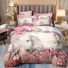 Horse Three-Piece Flower 3D Digital Printing Quilt Cover Bed Sheet Pillowcase Bedding Kit