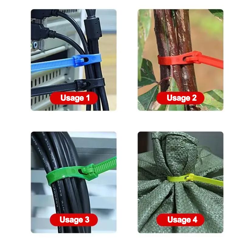 100 ШТ. Нейлоновые кабельные стяжки, регулируемые самоблокирующиеся хомуты для проводов, крепежные петли, многоразовые пластиковые стяжки для проводов для дома, офиса, НОВЫЕ