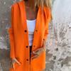 Long-sleeved Solid-color Coat with Buttons, Loose and Comfortable Women's Clothing
