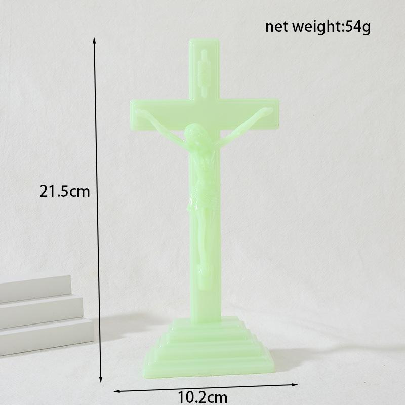 Luminous Jesus Cross Adornment Home Decor Religious Gift Retro Table Nament Wall Hanging Festive Party Supplies