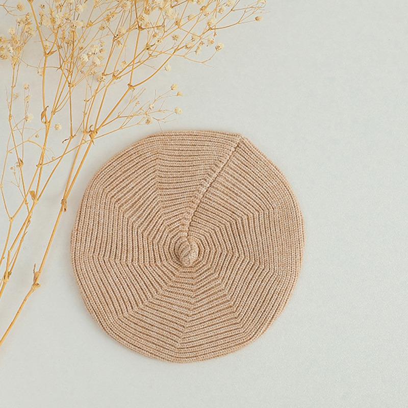 Милый детский берет, универсальная однотонная шерстяная шапка для новорожденных, шапка художника, теплая шапка с тыквой для маленьких мальчиков и девочек, повседневный чепчик