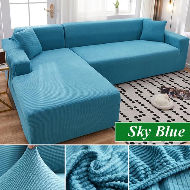 Чехол на диван для гостиной, толстый эластичный флисовый L-образный угловой чехол для дивана, шезлонг