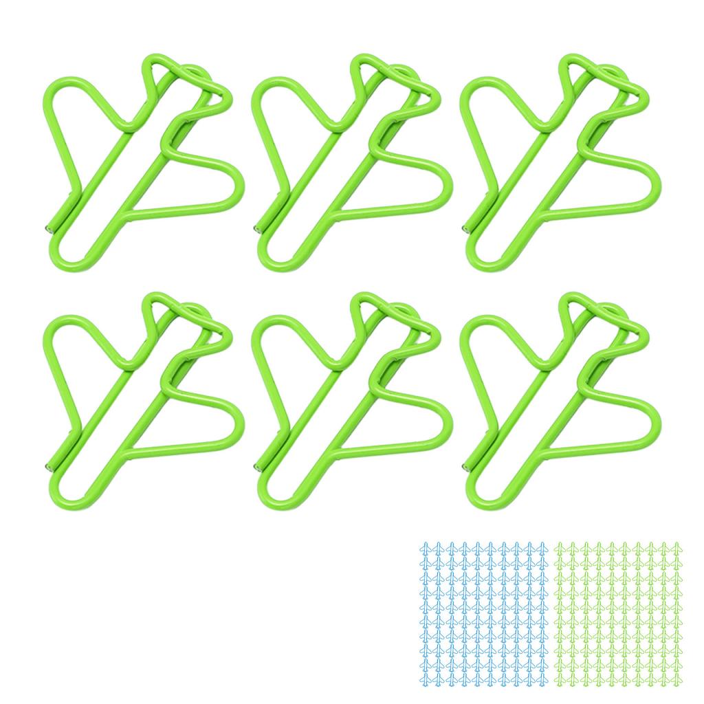 100 шт. милые скрепки в форме самолета, дизайн, покрытая проволока, яркие цветные необычные скрепки для скрапбукинга 