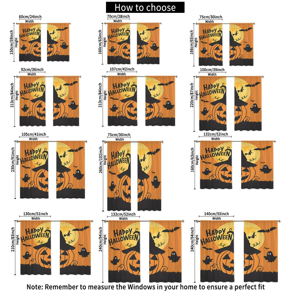 2 шт. Хэллоуин Тыква Призрак Полная Луна Летучая Мышь Штанга Карманные Шторы Двойное Полотно Оконные Шторы Спальня Гостиная Хэллоуин Праздник