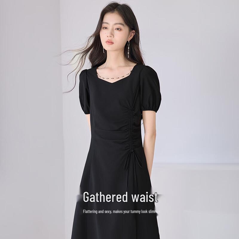 Xiangying Square Collar Puff Sleeve Dress