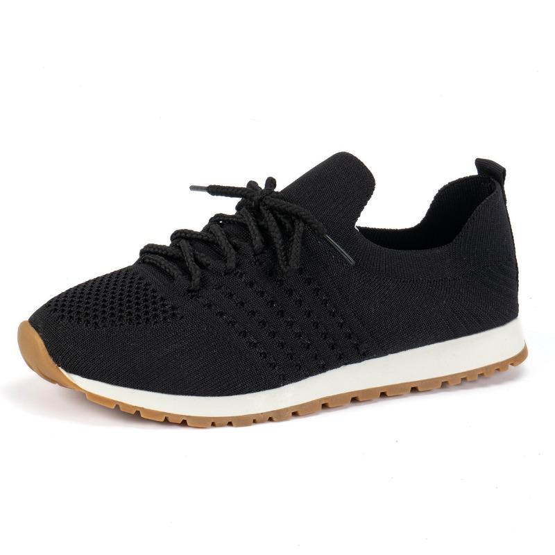 Fashion Brown Knit Breathable Sneakers Shoes Women  New Soft Sole Platform Flats Woman Plus Size 43 Non Slip Casual Shoes