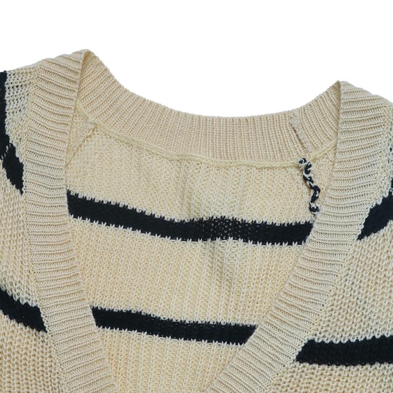 Autumn and Winter Striped Loose Cardigan Sweater Women's Casual Sweater