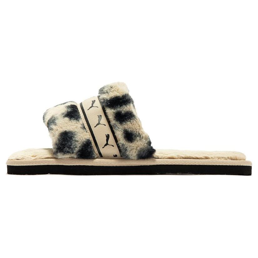 Puma Fluff Remix Animal BX Slippers Women Footwear Beige Black 390970-01