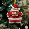 Christmas Ornament 2D Flat Acrylic Santa Claus/Snowman/Puppy Christmas Tree Hanging Ornaments for Holiday Tree Window Wall Decor