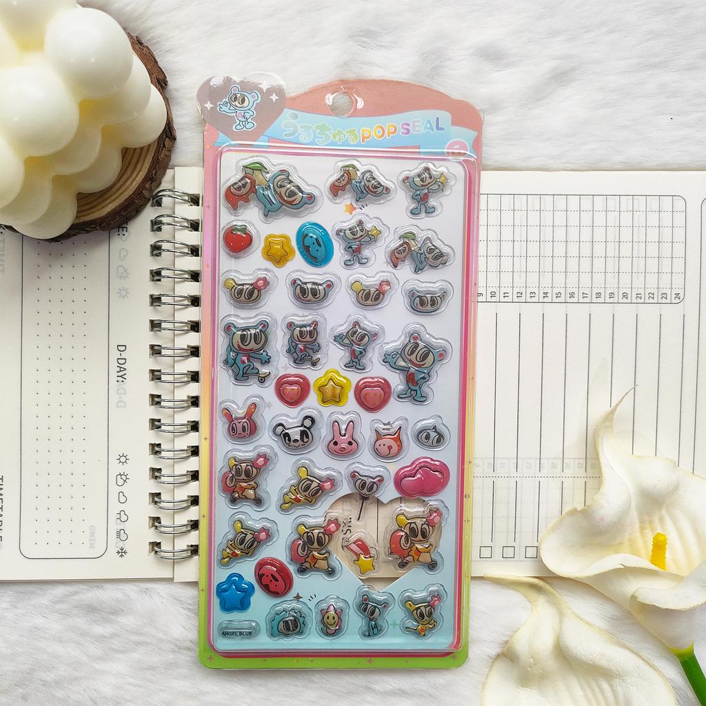 Blue Angel 3D Relief Hollow Stickers - Cute Cartoon Decals, Waterproof for Kids DIY Phone Case Fridge Journal Kawaii Decor Gifts