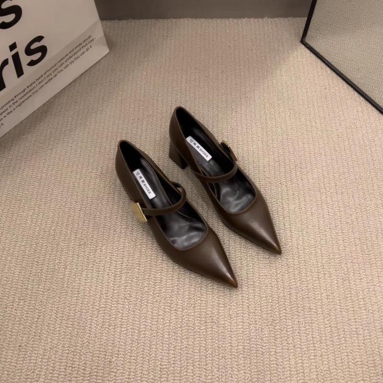 Spring and Autumn 2025 sub thick heel pointed single shoes women's retro French temperament high heels Mary Jane shoes new sense