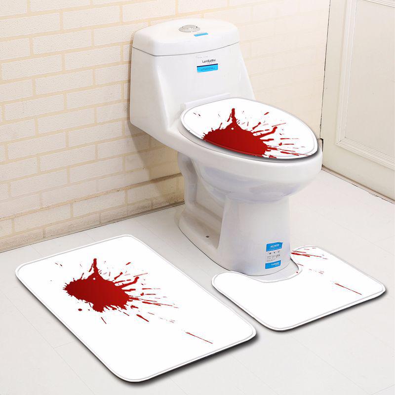 Кровавый отпечаток руки Ванная Туалет Трехкомпонентный коврик для пола Придверный коврик Ковер для ванной