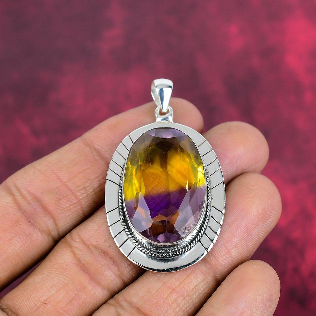 Ametrine Pendant, 925 Solid Sterling Silver Gemstone Jewelry, Handmade Pendant, For Thanksgiving