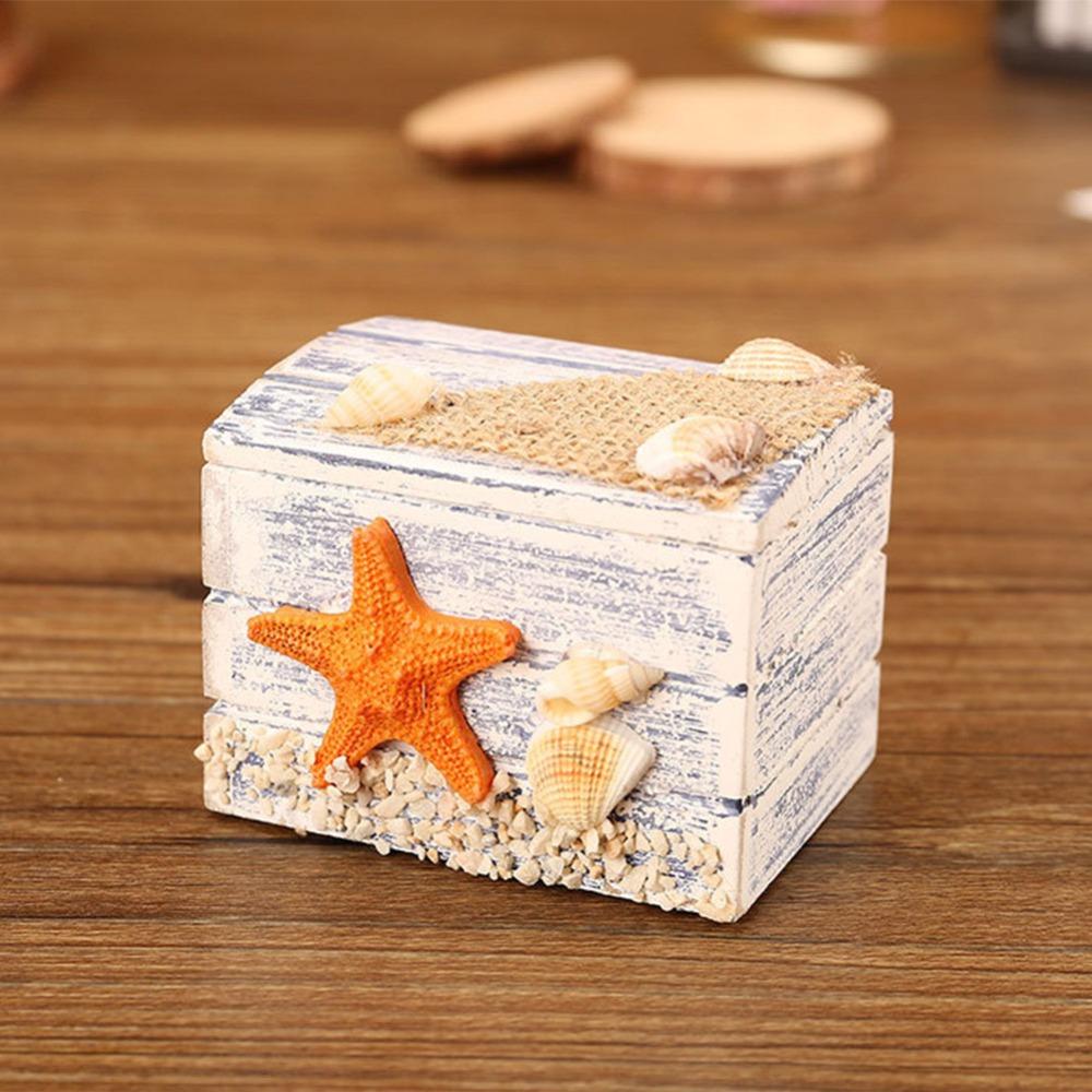 Ocean Themed Wooden Storage Box Portable Wooden Trinket Box Wooden Jewelry Box Home Organization