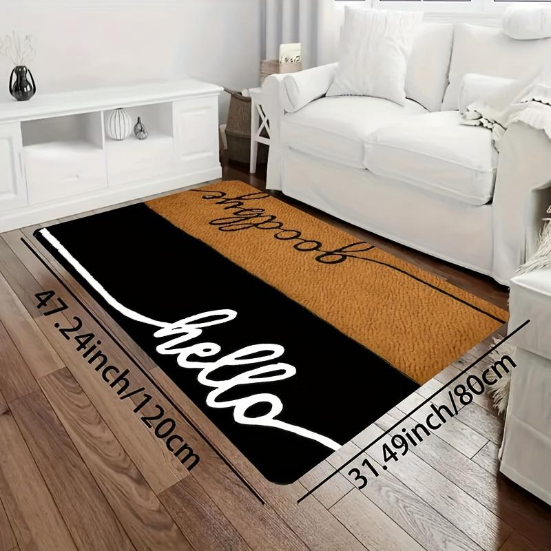 Hello Goodbye Door Mat - Striped Welcome Rug for Front Door, Farmhouse & Laundry Room, Machine Washable Graduation Gift