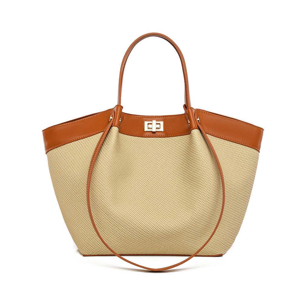 Handbag Woven Pattern Women's Bag French Light Luxury Tote Bag High-end Versatile Vegetable Basket Bag Women