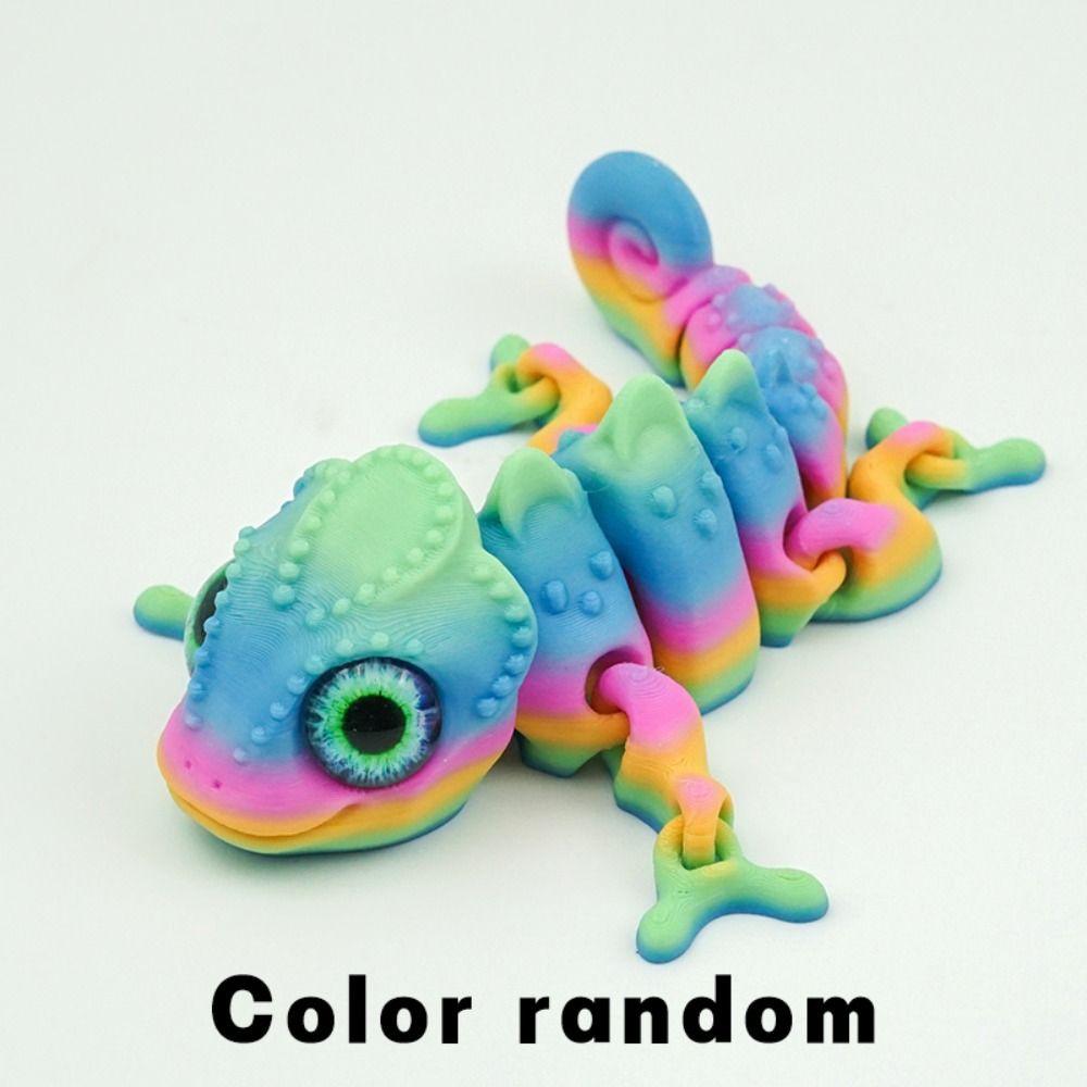 PLA 3D Printed Chameleon Model Multicolor Multi-jointed Chameleon Action Figure Movable Articulated Animal Figurine