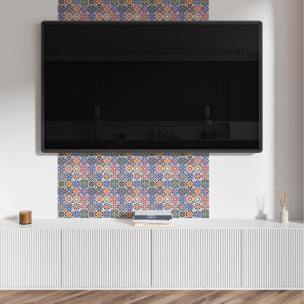 Self-Adhesive Printed Tiles - Perfect for the Kitchen Mosaic Patterns in Rows 20x20x20 cm