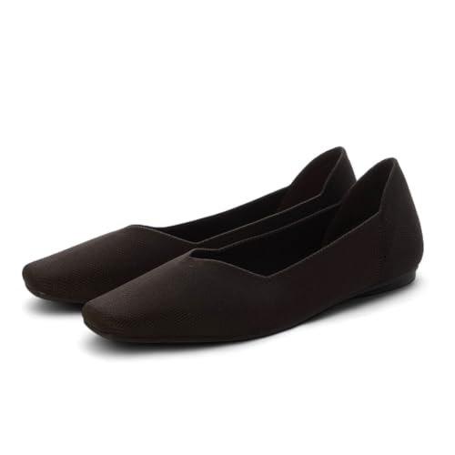 EVOL Women's Washable Ultra Lightweight Knit Square Flat Pumps 116g Comfort Shoes