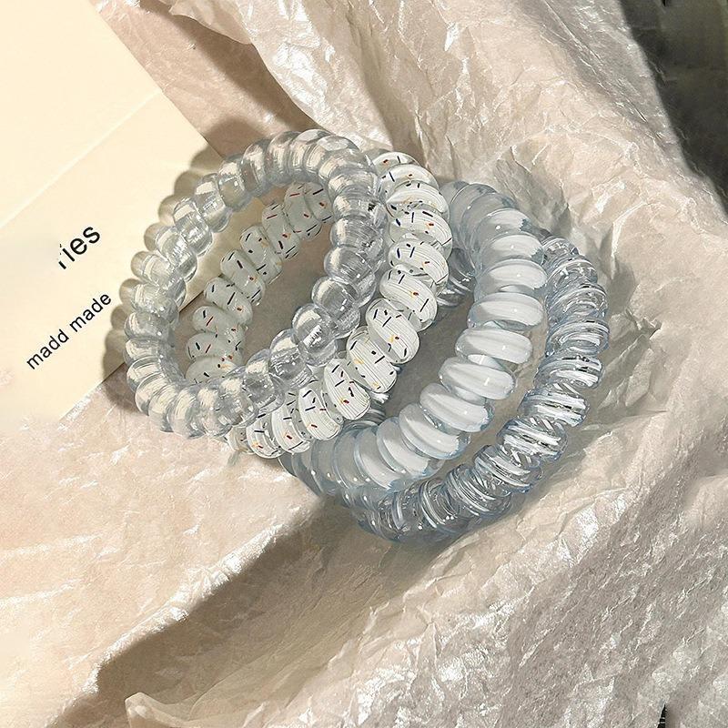 Telephone Cord Scrunchies Spiral Hair Ties Gradient Color Checkered Print Phone Cord Elastic Hair Band Hair Accessories