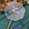 Floral Pattern Silk Fan with Tassels Pendant Tuan Fan  Photography Prop