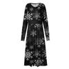 Women's Autumn And Winter Casual Fashion V-neck Long Sleeve Christmas Print Long Dress