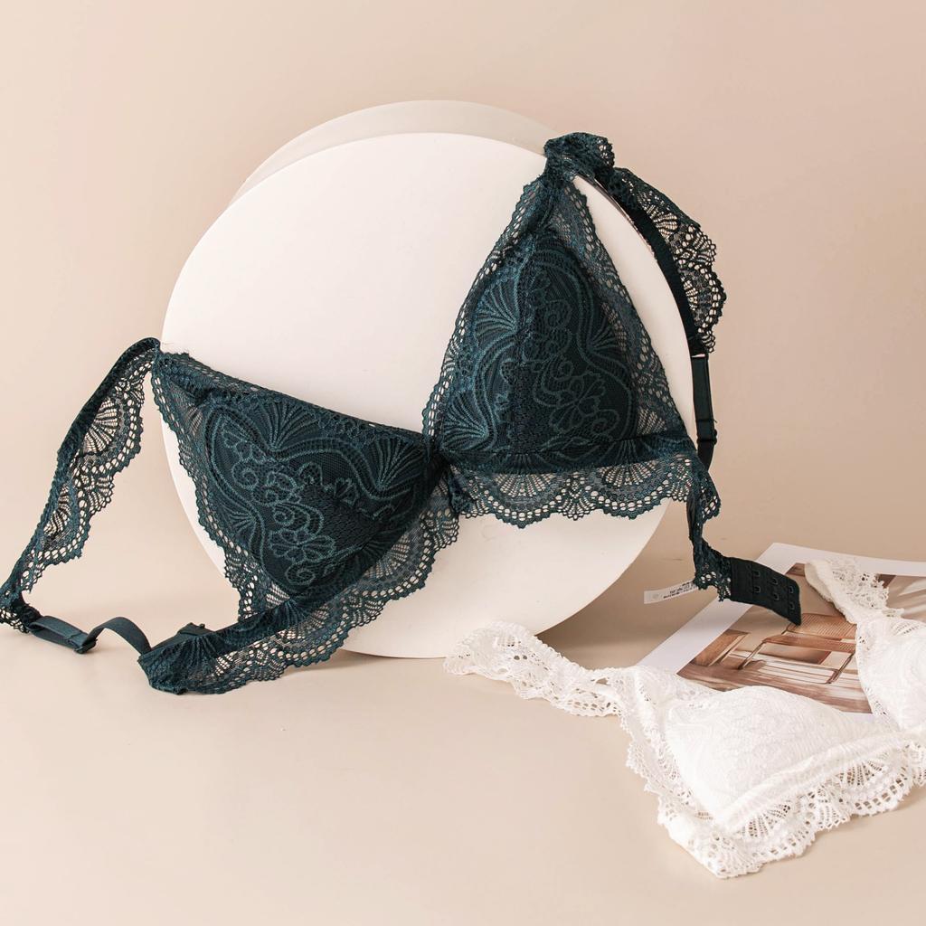 New spring and summer thin back bra French lace edge silk breathable no steel ring chest wrap