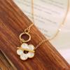 Wind Temperament Elegant Personality Cross Chain Ot Buckle Natural White Sea Shell Flower Pendant Necklace P132