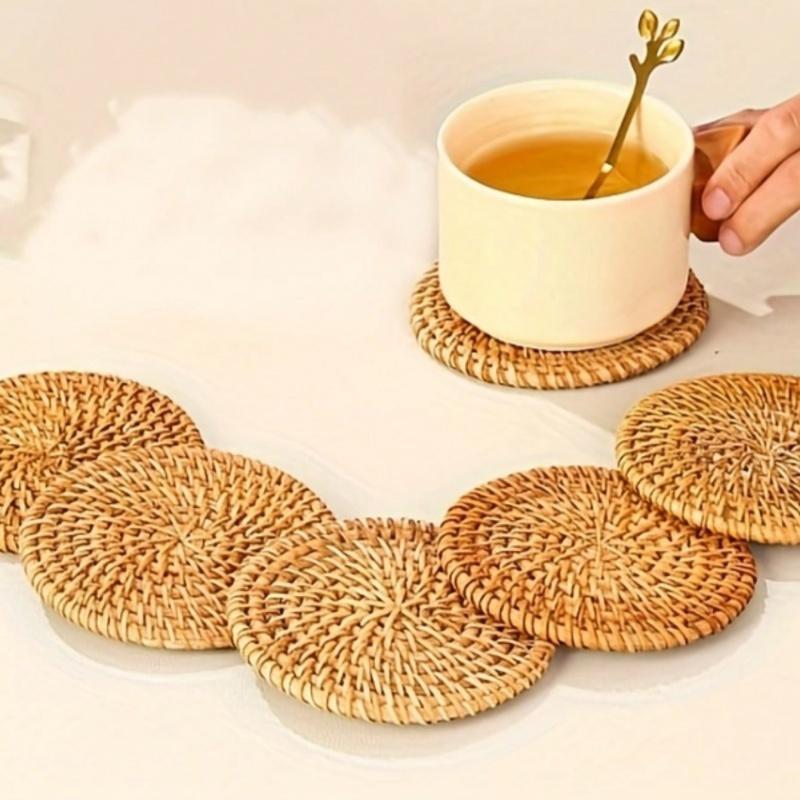 1 Piece of Rattan Cup Mat, Bowl Mat, Tea Cup Mat,heat Insulation Mat, Tableware Mat, Waterproof Mat Christmas Decorations