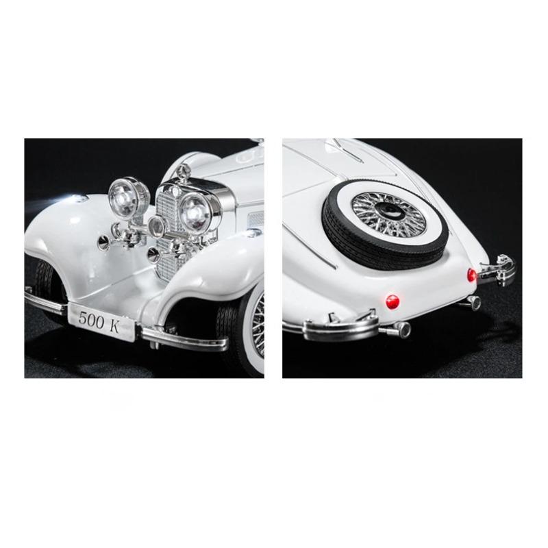 Масштаб 1/18 1936 Benzs 500K Alloy Classic Car Model Diecast Metal Retro Vehicles Car Model Simulation Sound and Light Children Toy Toy Gift