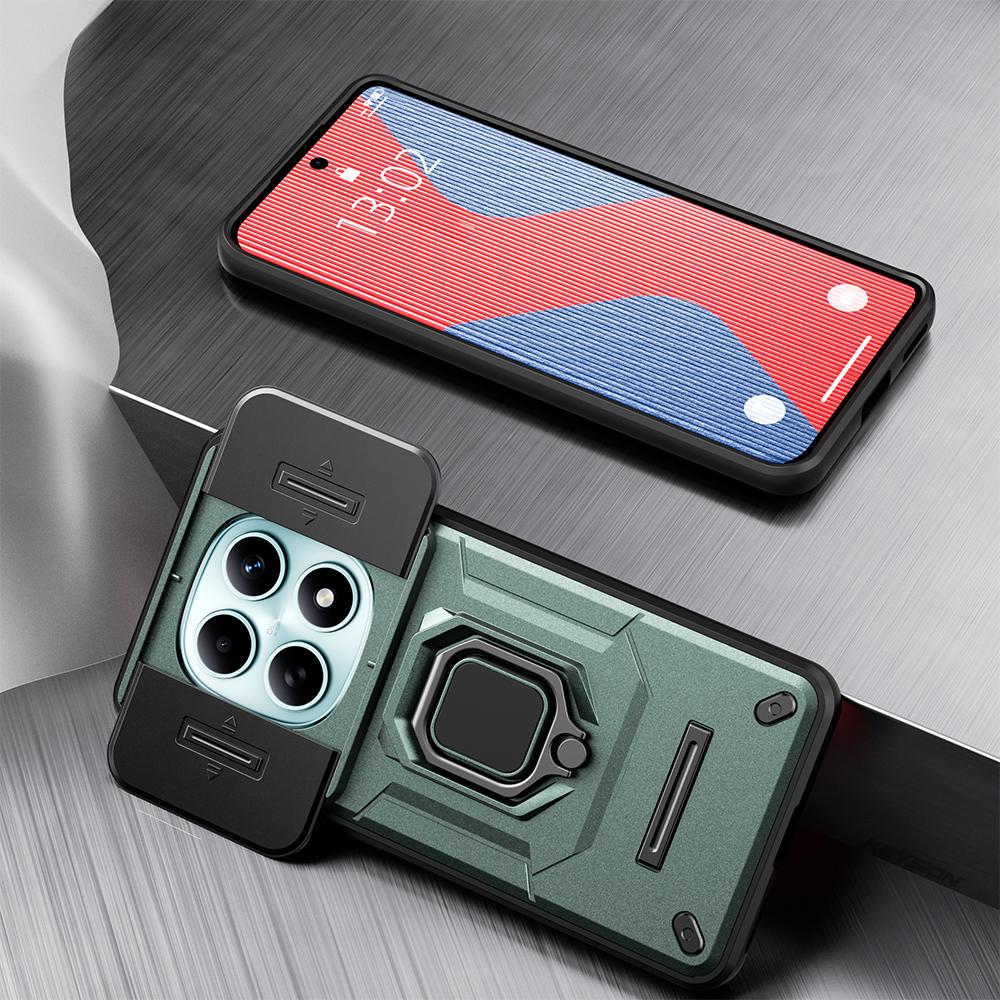KEYSION Ударопрочный чехол для Xiaomi Redmi Note 15 Pro+ 5G Защита сдвижной камеры Металлическое кольцо-подставка Чехол для телефона для Redmi Note 15 4G 5G