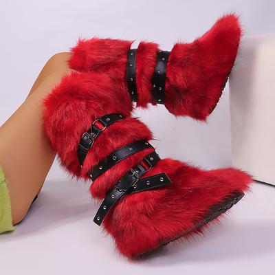 Модные зимние меховые сапоги IPPEUM 2025 Сапоги до колена для женщин Обувь Плюшевые длинные y2k Снежные сапоги