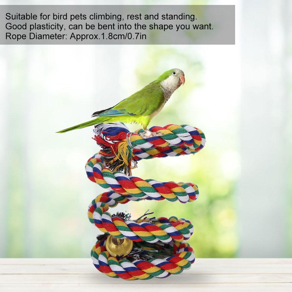Colorful Hanging Cotton Rope Bird Standing Harness Parrot Chewing Climbing Rope Toys